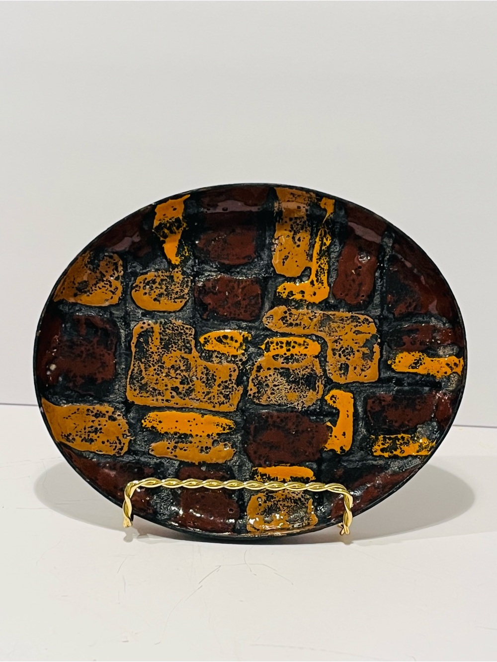 Vallenti Italy Brutalist Volcanic Lava Enamel on Cooper Plate 7”-6”